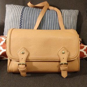 BCBGeneration tan vegan leather crossbody satchel